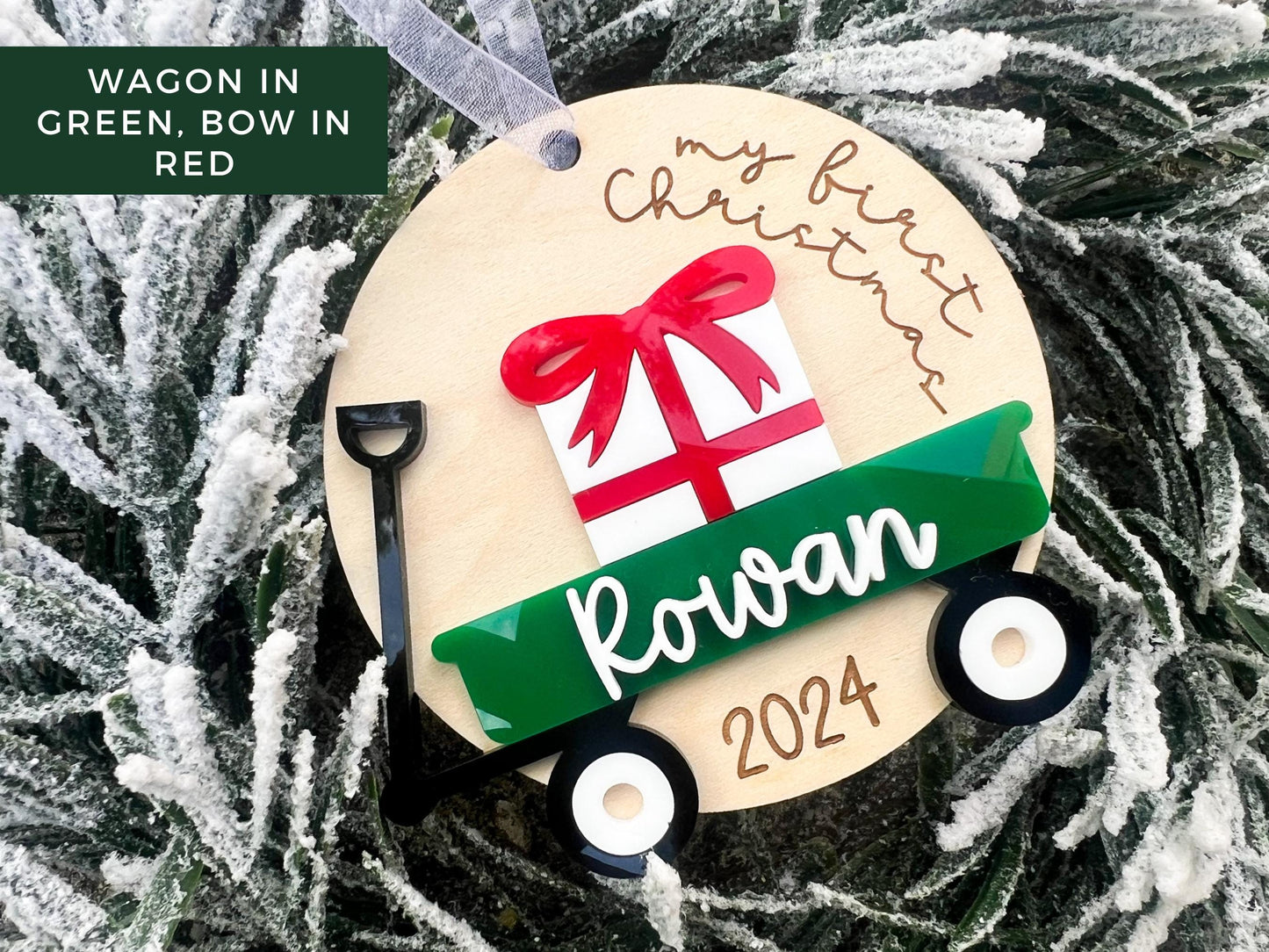 Baby's First Christmas 2024 Ornament, My First Christmas Wagon Ornament, Kids Merry Christmas Ornament, Second Christmas Ornament Gift Tag