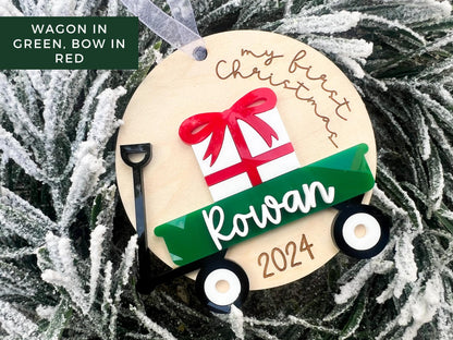 Baby's First Christmas 2024 Ornament, My First Christmas Wagon Ornament, Kids Merry Christmas Ornament, Second Christmas Ornament Gift Tag