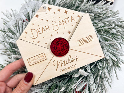 Letter To Santa, Dear Santa Envelope Ornament for Children's Wish List, Kids Christmas List Envelope for Santa Mail, Message to Santa