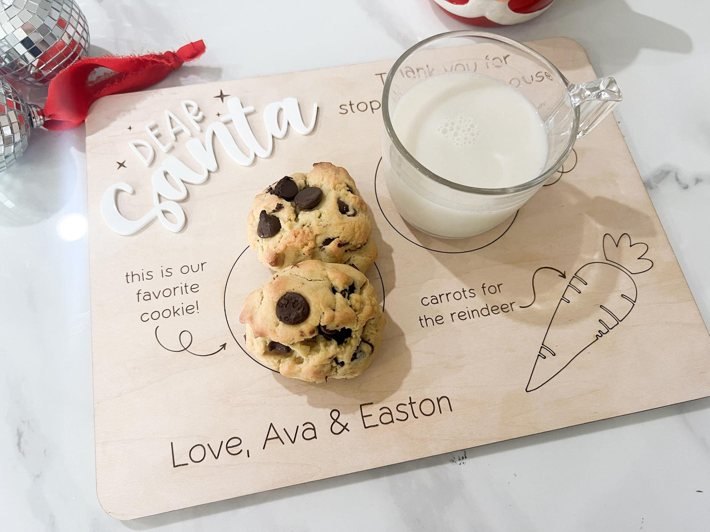 Santa Cookie Plate, Santa's Milk And Cookie Tray, Dear Santa Treat Board, Personalized Christmas Eve Kids Cookie Plate, Cookies For Santa