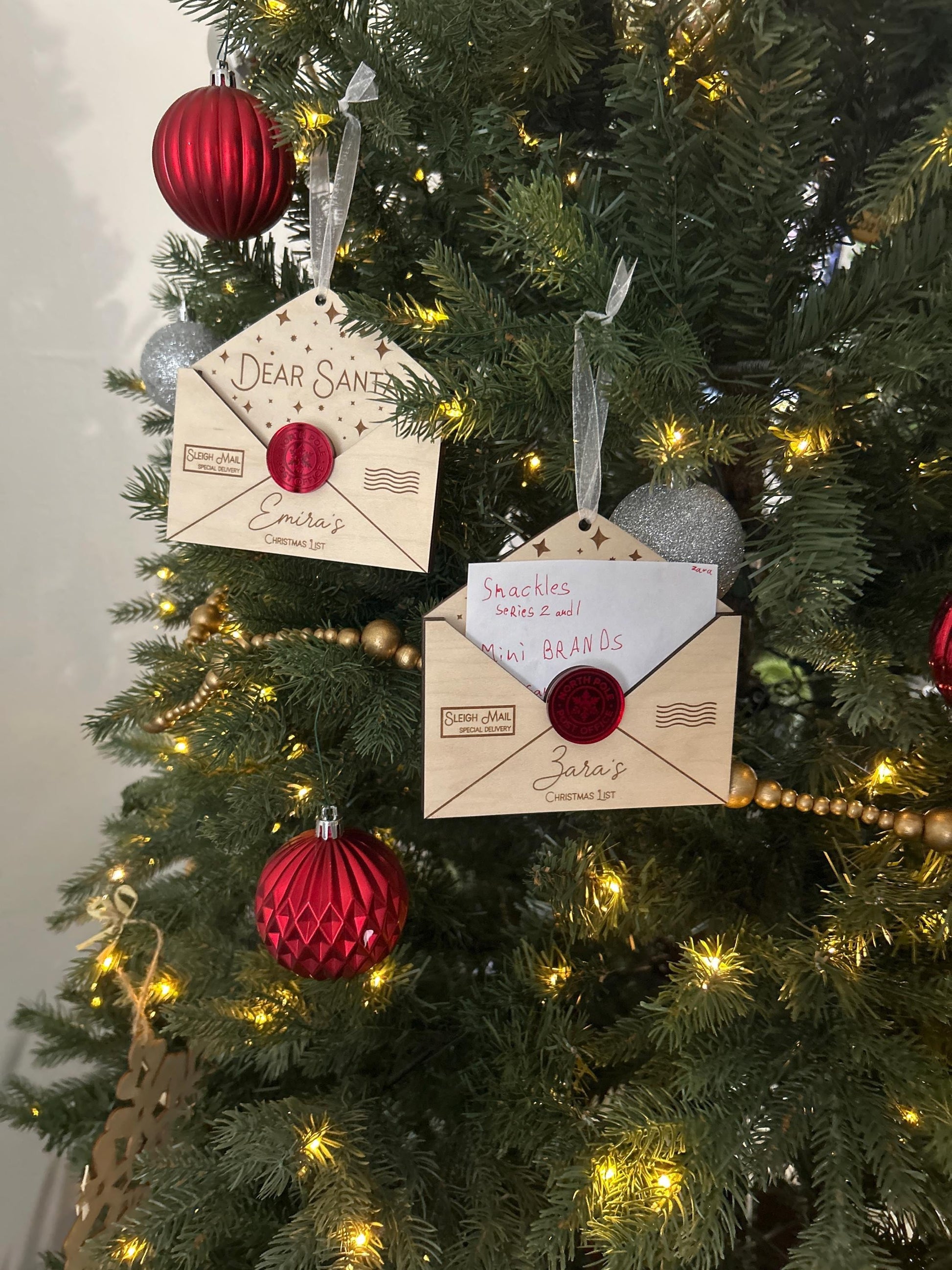 Letter To Santa, Dear Santa Envelope Ornament for Children's Wish List, Kids Christmas List Envelope for Santa Mail, Message to Santa