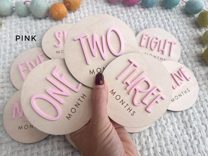 Baby Milestone Tracker, 1-12 Monthly Baby milestone cards, Monthly Wooden Milestone Discs, Personalized Month Signs Baby Acrylic Hello