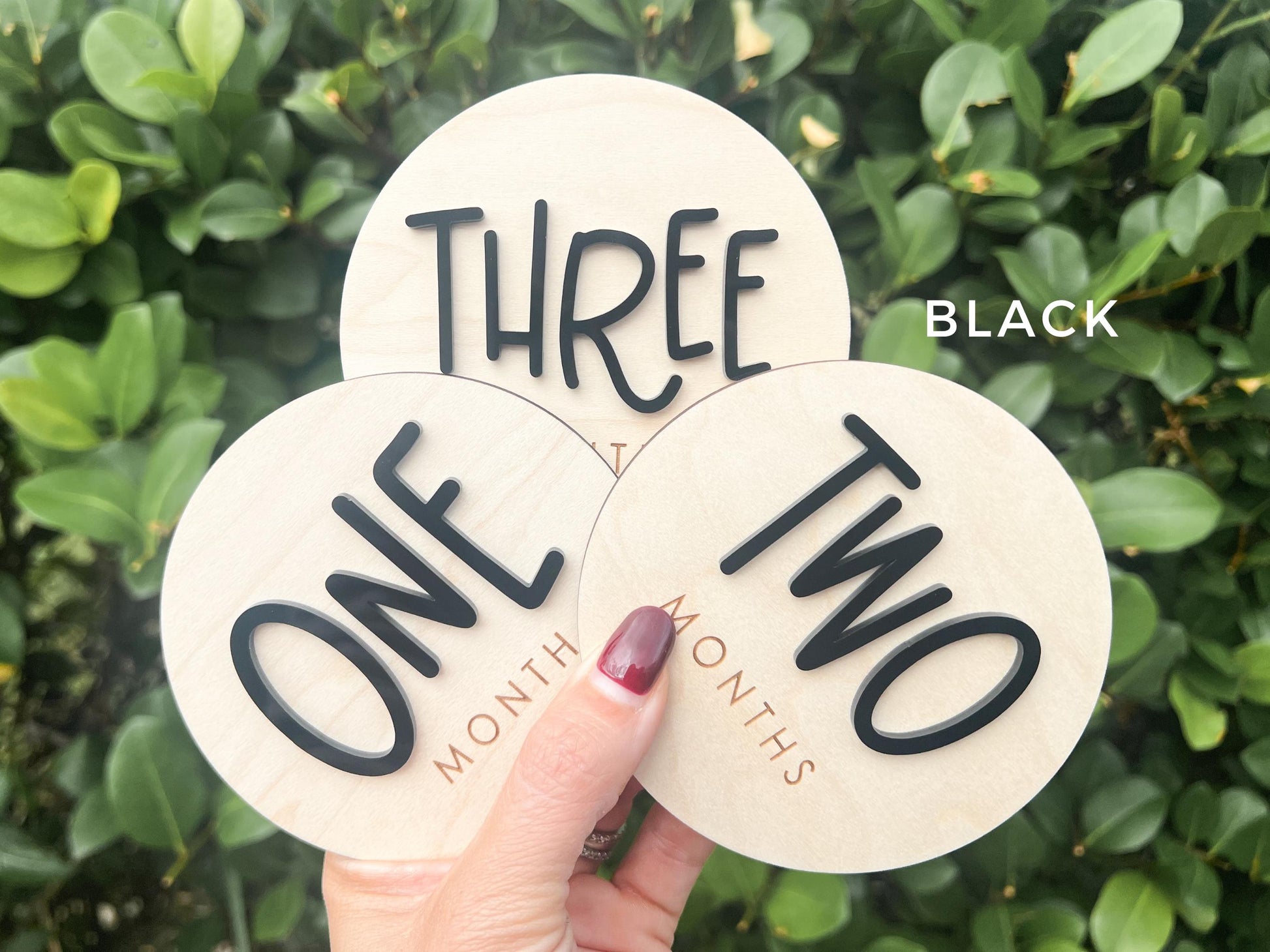 Baby Milestone Tracker, 1-12 Monthly Baby milestone cards, Monthly Wooden Milestone Discs, Personalized Month Signs Baby Acrylic Hello
