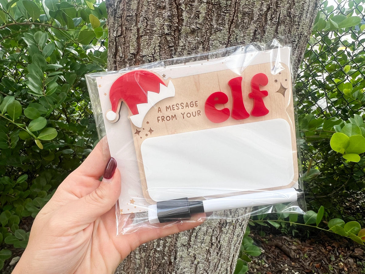 Message from your Elf Sign, Elf accessory, Dry Erase Board Reusable Elf Prop, Christmas Decor, Mini Elf Dry Erase Board, Elf Kit Idea