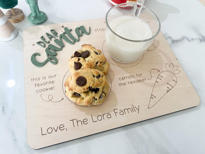 Santa Cookie Plate, Santa's Milk And Cookie Tray, Dear Santa Treat Board, Personalized Christmas Eve Kids Cookie Plate, Cookies For Santa