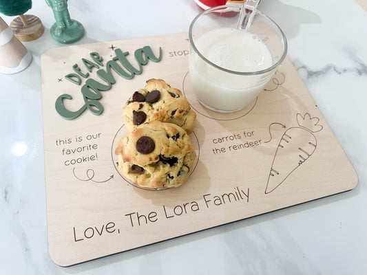 Santa Cookie Plate, Santa's Milk And Cookie Tray, Dear Santa Treat Board, Personalized Christmas Eve Kids Cookie Plate, Cookies For Santa