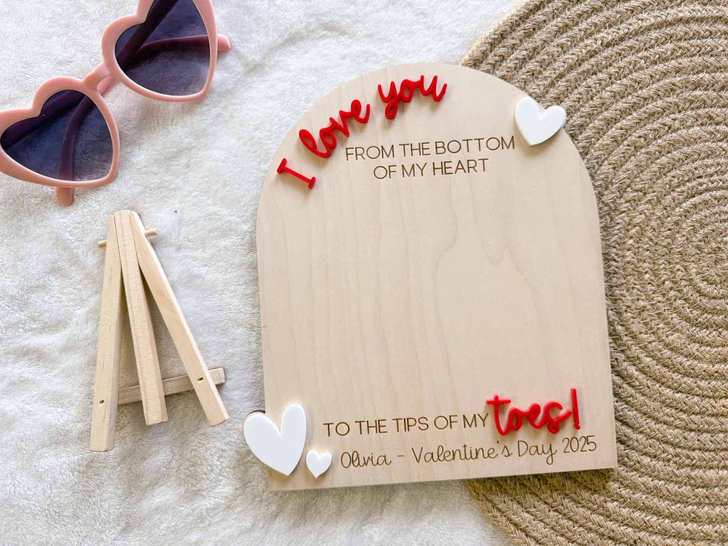 Valentine's Day Handprint Love Board, Kids Footprint Sign, First Valentine's Day Craft, Heart Keepsake Board For Baby's First Valentine