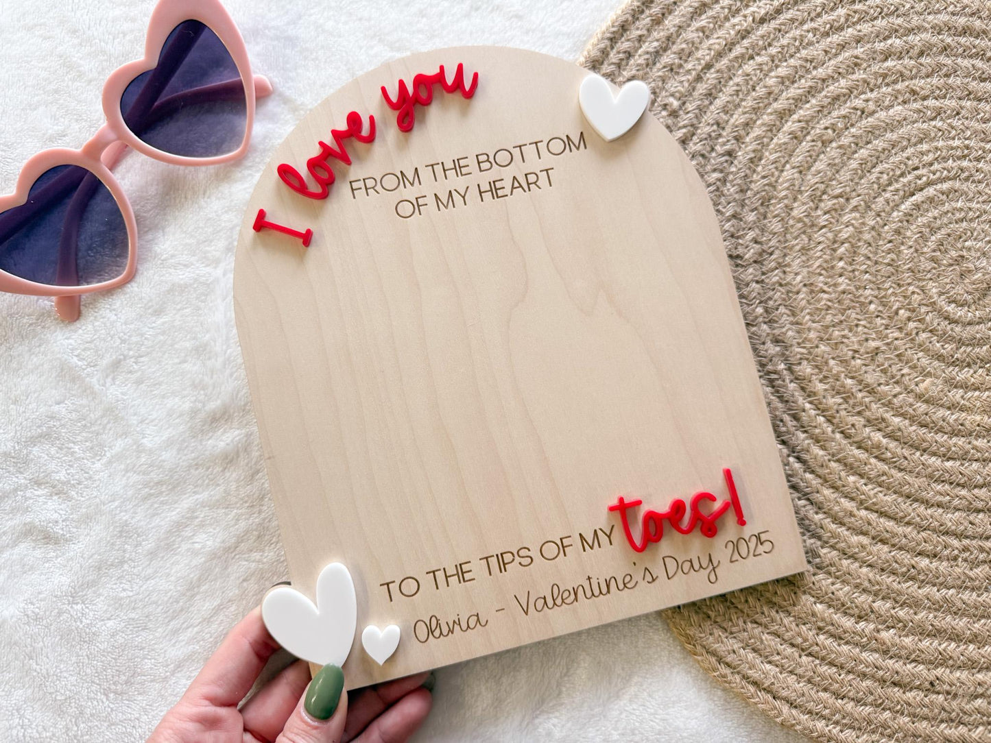 Valentine's Day Handprint Love Board, Kids Footprint Sign, First Valentine's Day Craft, Heart Keepsake Board For Baby's First Valentine