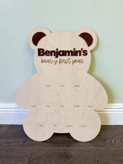 Beary First Birthday One Year of Photo Board, Beary First Year Board, Teddy Bear Birthday Theme, Bear Theme 1st Birthday Photo Collage