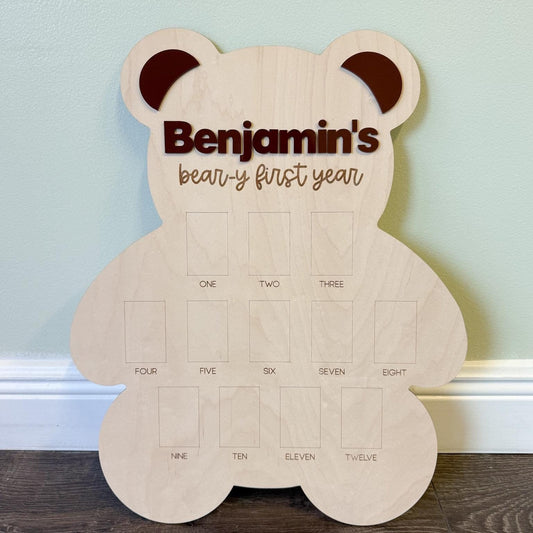 Beary First Birthday One Year of Photo Board, Beary First Year Board, Teddy Bear Birthday Theme, Bear Theme 1st Birthday Photo Collage