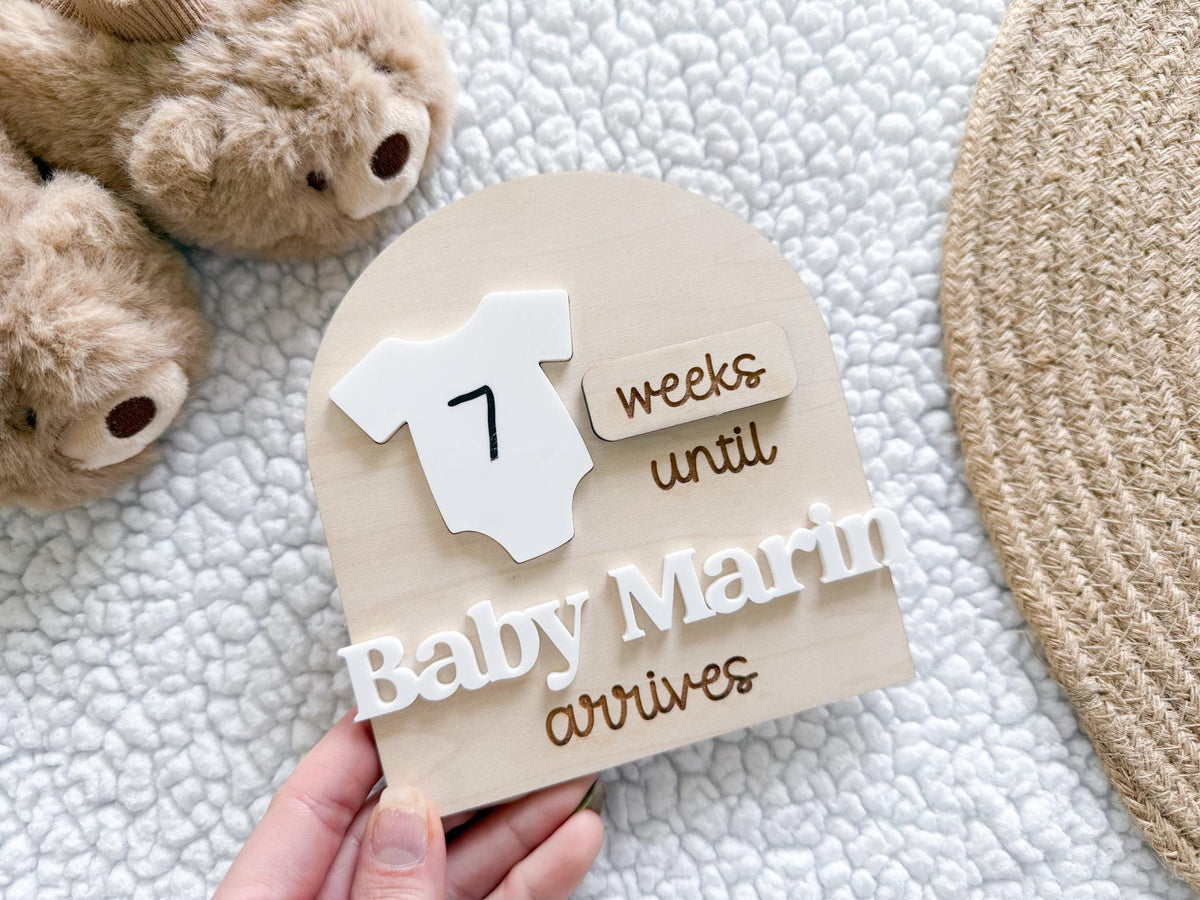 Baby Countdown Sign, Weeks until Baby Arrives, Days until Baby Coming Soon, Custom Baby Arriving Soon Sign, Due Date Tracker, Pregnancy Gift