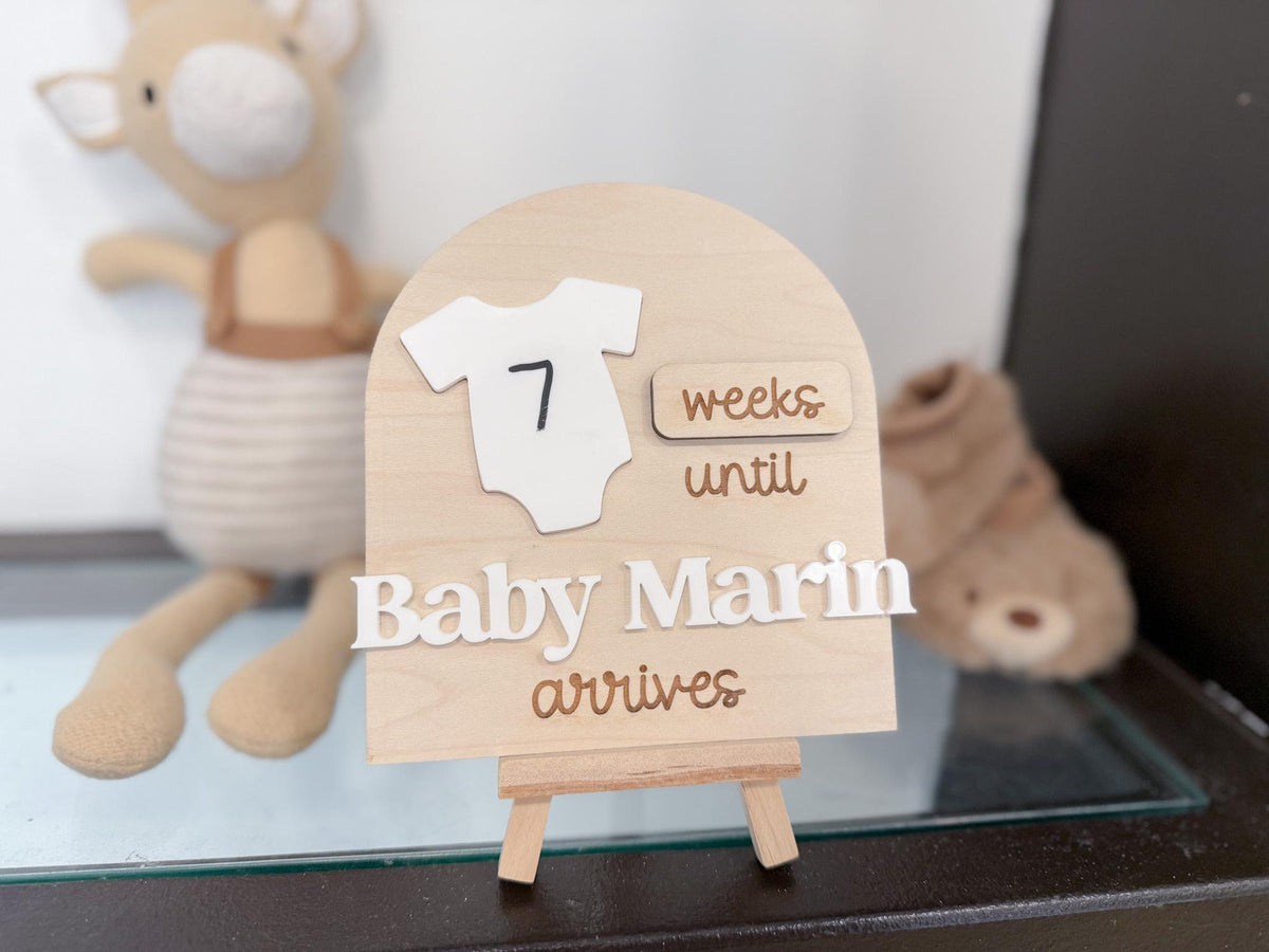 Baby Countdown Sign, Weeks until Baby Arrives, Days until Baby Coming Soon, Custom Baby Arriving Soon Sign, Due Date Tracker, Pregnancy Gift