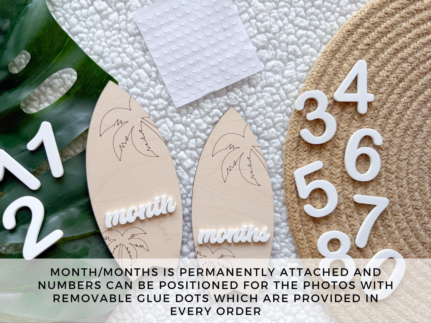 Baby Monthly Surfboard Milestone Marker, Interchangeable Month Baby Beach Milestone cards, Monthly Wooden Milestone Discs, Baby Photo Signs