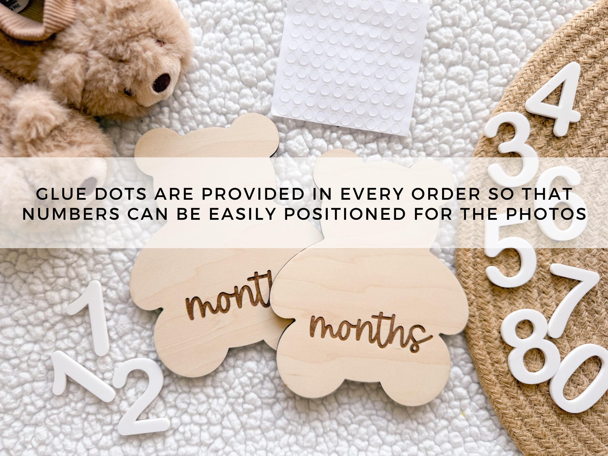 Teddy Bear Monthly Milestone Marker, Interchangeable Month Baby Bear Milestone cards, Monthly Wooden Milestone Discs, Baby Photo Signs
