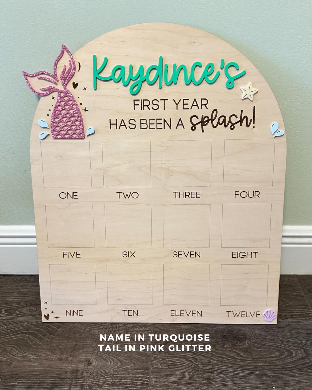 Mermaid First Birthday Photo Board, Oneder the Sea, One Year of Photo Board, Mermaid Birthday Decor, 1st Birthday Under The Sea