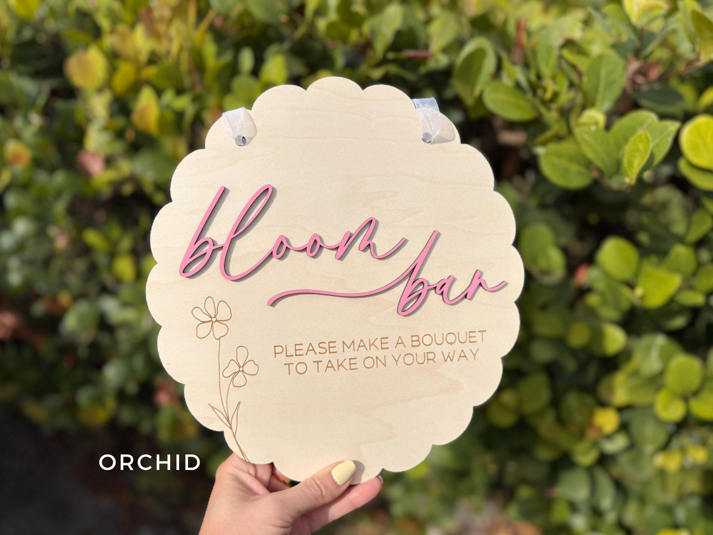 Bloom Bar Sign, Flower Bar Bridal Shower Sign, Baby in Bloom Baby Shower Sign, Hanging Make a Bouquet Sign, Bloom Bar Wedding Sign