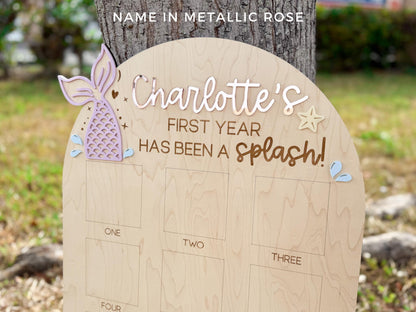 Mermaid First Birthday Photo Board, Oneder the Sea, One Year of Photo Board, Mermaid Birthday Decor, 1st Birthday Under The Sea