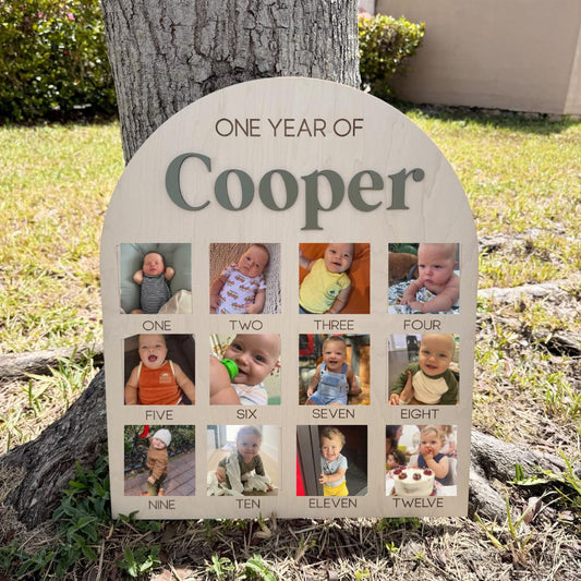 First Year Photo Board, One Year of Photo Board, Baby's my first year sign, 12 month frame, Birthday Decor, 1st Birthday Photo Collage,