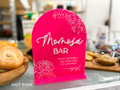 Momosa Bar Sign, Baby Shower Mimosa Bar Sign, Acrylic Mimosa Sign Gender reveal, Mimosa Menu Sign for Baby Shower, Baby Shower Decor