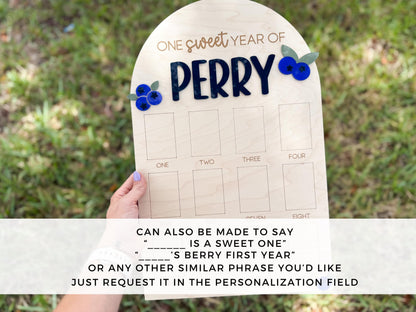 Blueberry Berry First Birthday Photo Board, One Year of Board Berry Sweet Birthday decor, Blueberry 1st birthday party decor sign, sweet one