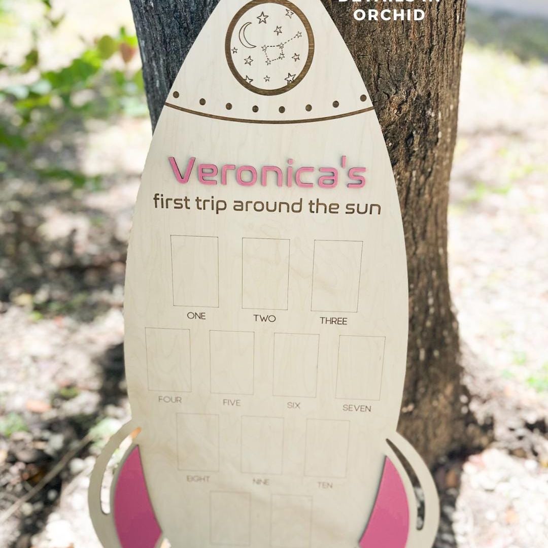 First Trip Around The Sun Monthly Photo Board, Galaxy First Birthday Photo Board, Outer Space Theme Baby First Birthday Rocket Ship Decor