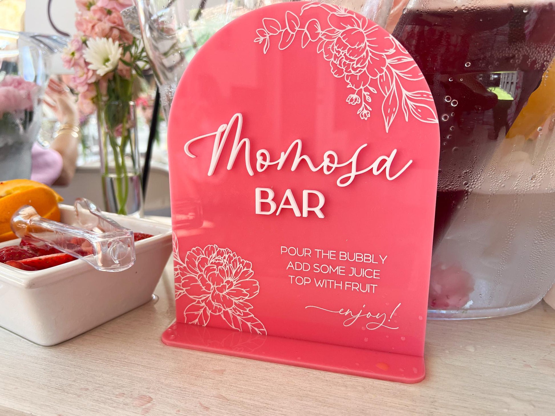 Momosa Bar Sign, Baby Shower Mimosa Bar Sign, Acrylic Mimosa Sign Gender reveal, Mimosa Menu Sign for Baby Shower, Baby Shower Decor