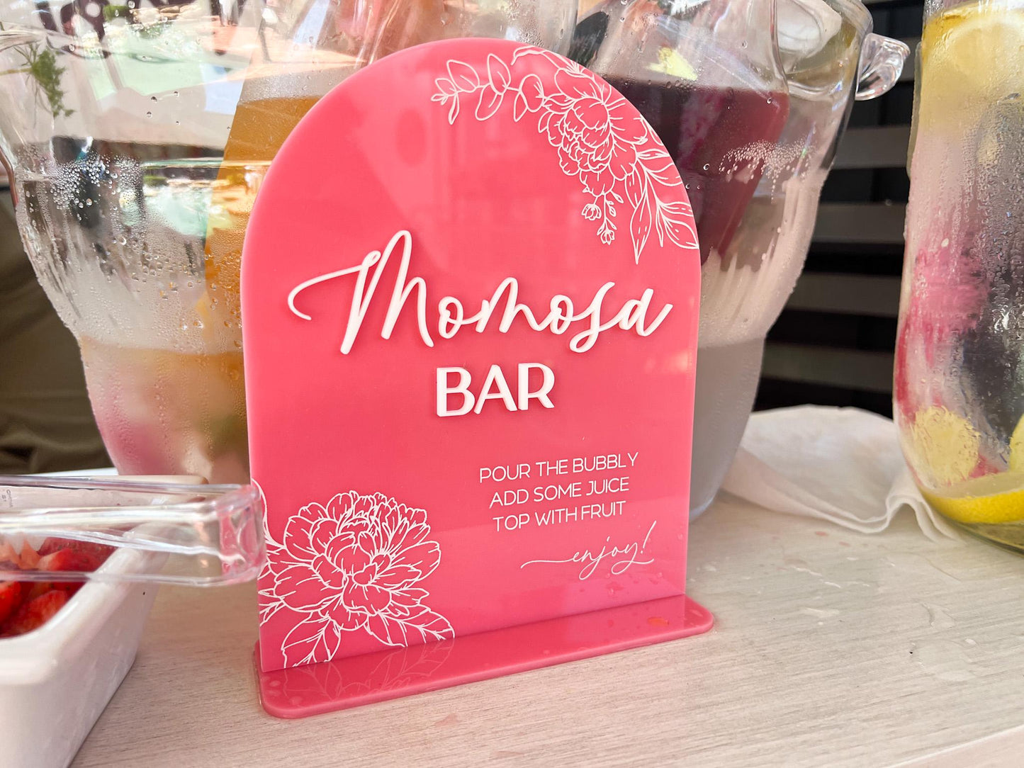 Momosa Bar Sign, Baby Shower Mimosa Bar Sign, Acrylic Mimosa Sign Gender reveal, Mimosa Menu Sign for Baby Shower, Baby Shower Decor