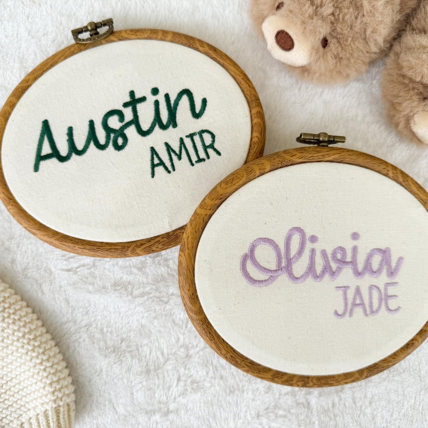 Embroidered Hospital Name Announcement, Embroidered Baby Name Sign Hospital, Embroidery Birth Announcement, Embroidery Hoop Nursery Decor