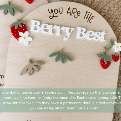 First Mother's Day Gift From Child, Strawberry Handprint Board, DIY Kids Footprint Sign, Keepsake Gift For Baby's First Mother's Day Craft