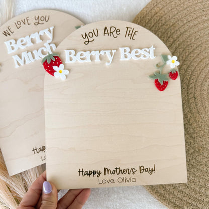 First Mother's Day Gift From Child, Strawberry Handprint Board, DIY Kids Footprint Sign, Keepsake Gift For Baby's First Mother's Day Craft