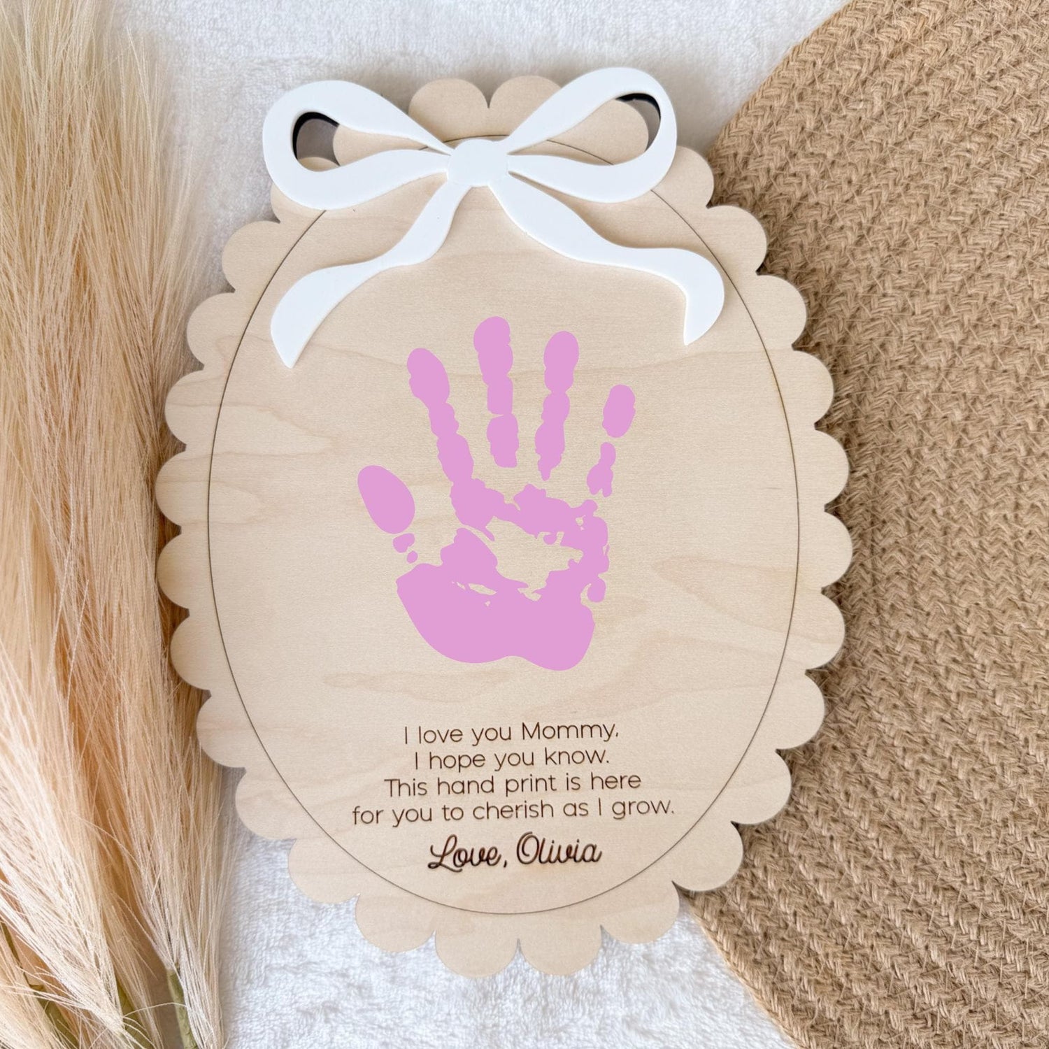 Mother's Day Gift From Child, Handmade gift for mom, DIY Kids Handprint Sign, Keepsake Gift For Baby's First Mother's Day Craft