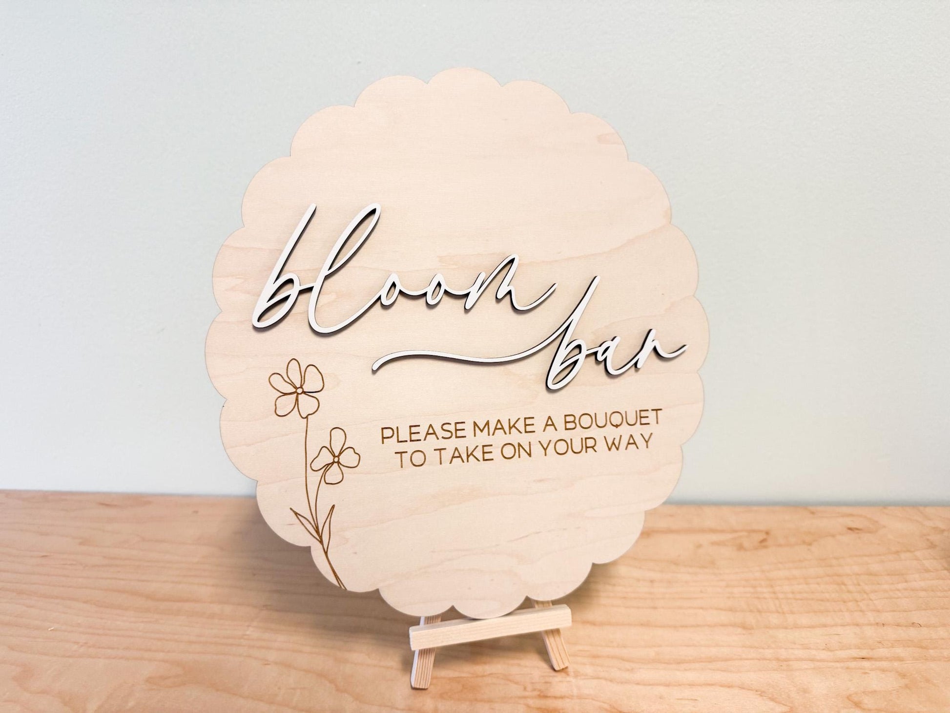 Bloom Bar Sign, Flower Bar Bridal Shower Sign, Baby in Bloom Baby Shower Sign, Hanging Make a Bouquet Sign, Bloom Bar Wedding Sign