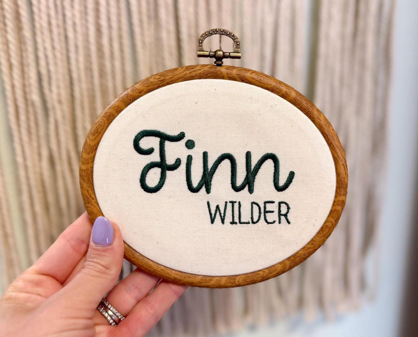 Embroidered Hospital Name Announcement, Embroidered Baby Name Sign Hospital, Embroidery Birth Announcement, Embroidery Hoop Nursery Decor
