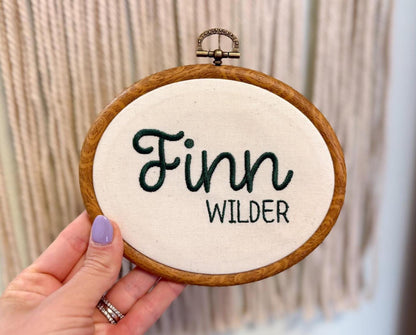 Embroidered Hospital Name Announcement, Embroidered Baby Name Sign Hospital, Embroidery Birth Announcement, Embroidery Hoop Nursery Decor