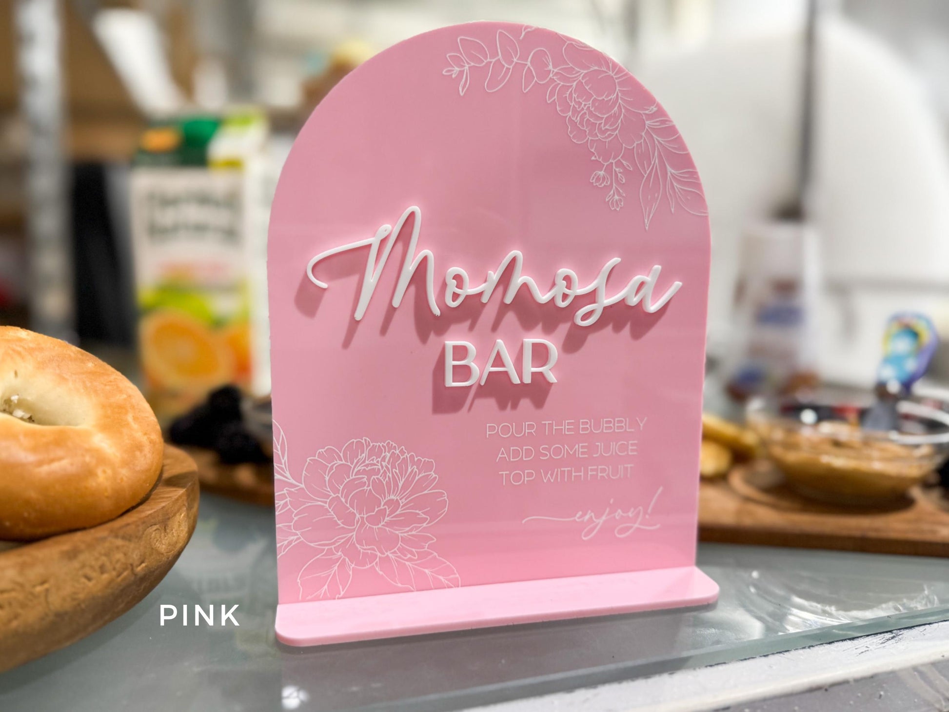 Momosa Bar Sign, Baby Shower Mimosa Bar Sign, Acrylic Mimosa Sign Gender reveal, Mimosa Menu Sign for Baby Shower, Baby Shower Decor