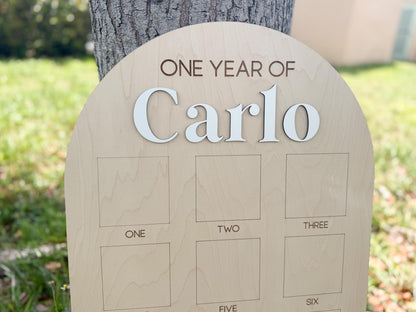 First Year Photo Board, One Year of Photo Board, Baby's my first year sign, 12 month frame, Birthday Decor, 1st Birthday Photo Collage,