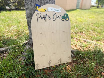Tractor theme birthday Photo Board, Oh Deere His birthday is here, Green Tractor First Birthday, 1st Birthday Tractor Party, Get in Gear