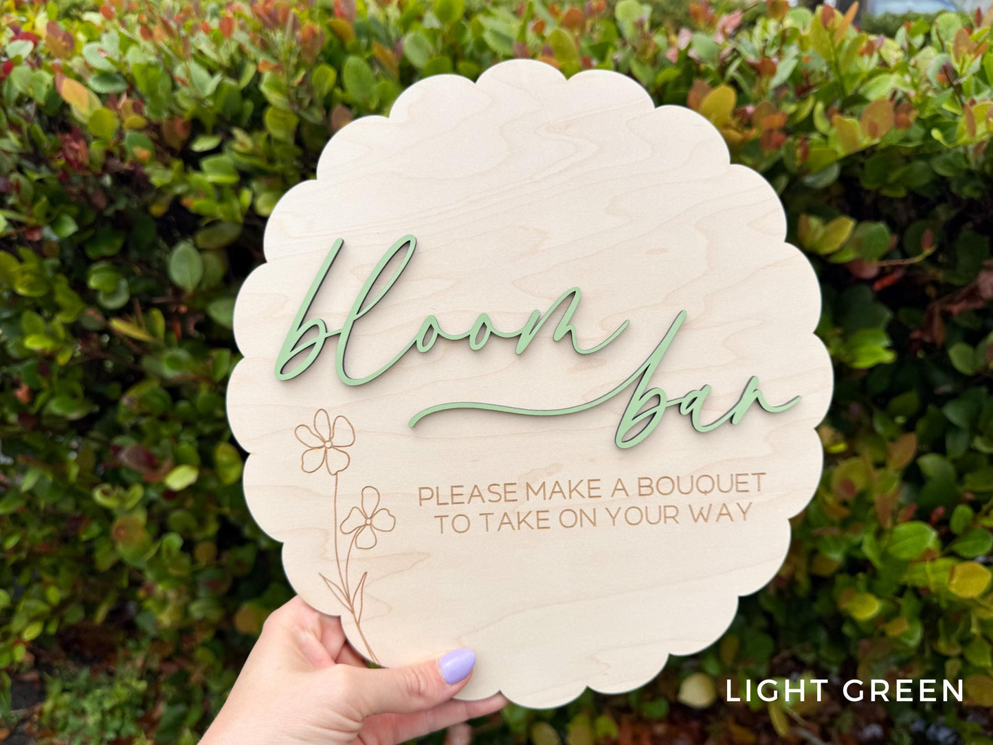 Bloom Bar Sign, Flower Bar Bridal Shower Sign, Baby in Bloom Baby Shower Sign, Hanging Make a Bouquet Sign, Bloom Bar Wedding Sign