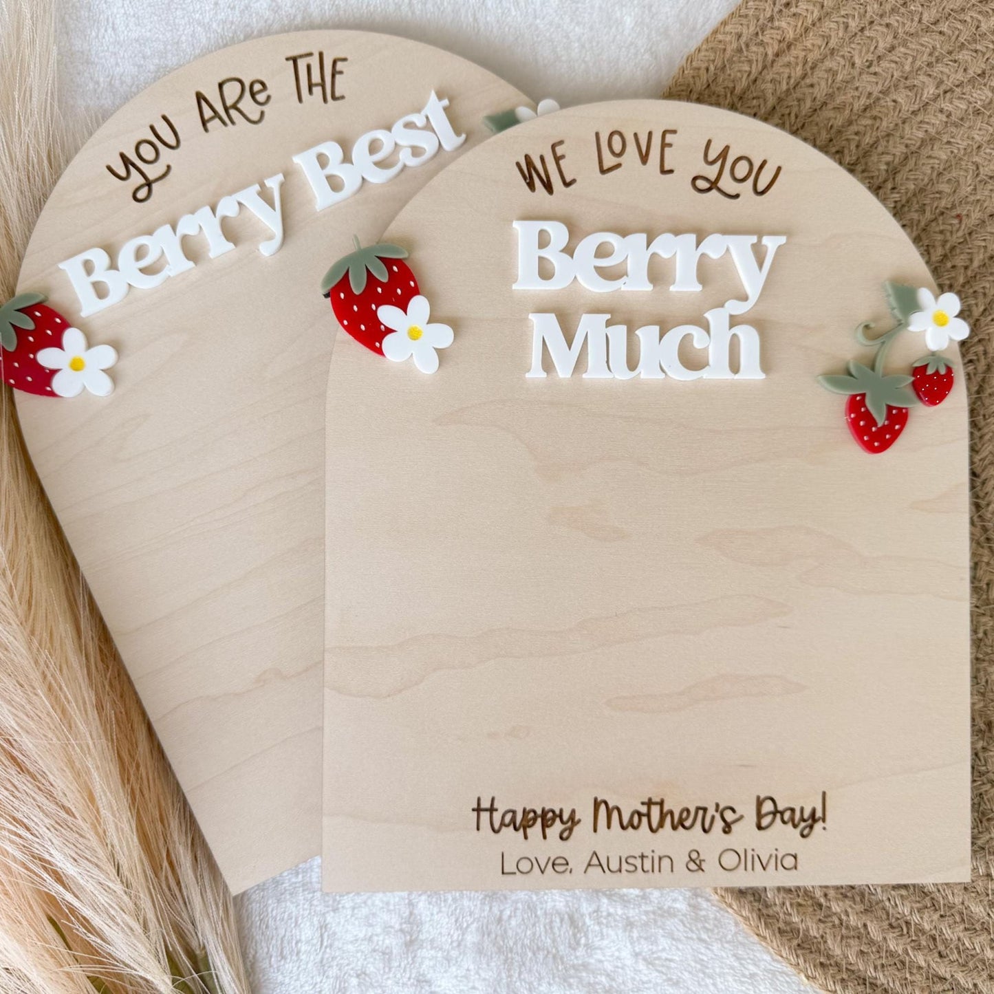 First Mother's Day Gift From Child, Strawberry Handprint Board, DIY Kids Footprint Sign, Keepsake Gift For Baby's First Mother's Day Craft