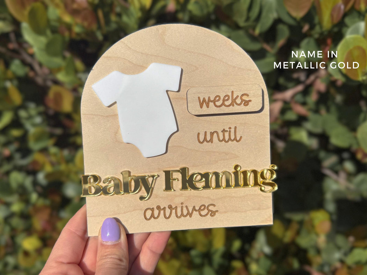 Baby Countdown Sign, Weeks until Baby Arrives, Days until Baby Coming Soon, Custom Baby Arriving Soon Sign, Due Date Tracker, Pregnancy Gift