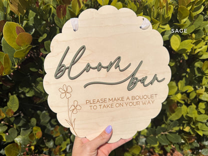 Bloom Bar Sign, Flower Bar Bridal Shower Sign, Baby in Bloom Baby Shower Sign, Hanging Make a Bouquet Sign, Bloom Bar Wedding Sign
