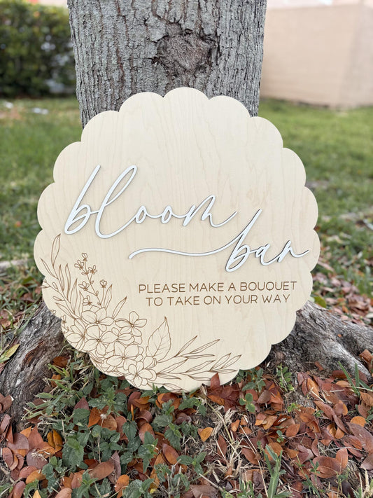 Flower Bar Sign, Large Bloom Bar Bridal Shower Sign, Baby in Bloom Baby Shower Sign, Hanging Make a Bouquet Sign, Bloom Bar Wedding Sign