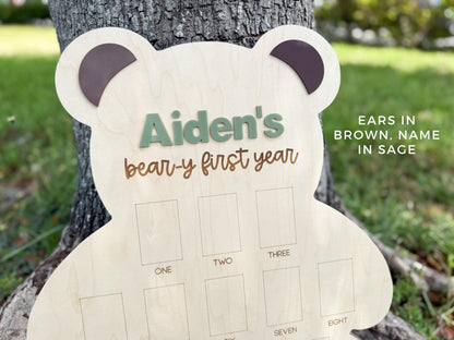 Beary First Birthday One Year of Photo Board, Beary First Year Board, Teddy Bear Birthday Theme, Bear Theme 1st Birthday Photo Collage