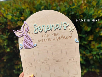 Mermaid First Birthday Photo Board, Oneder the Sea, One Year of Photo Board, Mermaid Birthday Decor, 1st Birthday Under The Sea