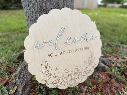 Floral Welcome Sign, Large Wooden Welcome Sign For Bridal Shower, Baby in Bloom Baby Shower Sign, Elegant Event Welcome Sign