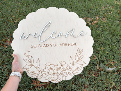 Floral Welcome Sign, Large Wooden Welcome Sign For Bridal Shower, Baby in Bloom Baby Shower Sign, Elegant Event Welcome Sign