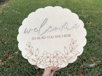 Floral Welcome Sign, Large Wooden Welcome Sign For Bridal Shower, Baby in Bloom Baby Shower Sign, Elegant Event Welcome Sign