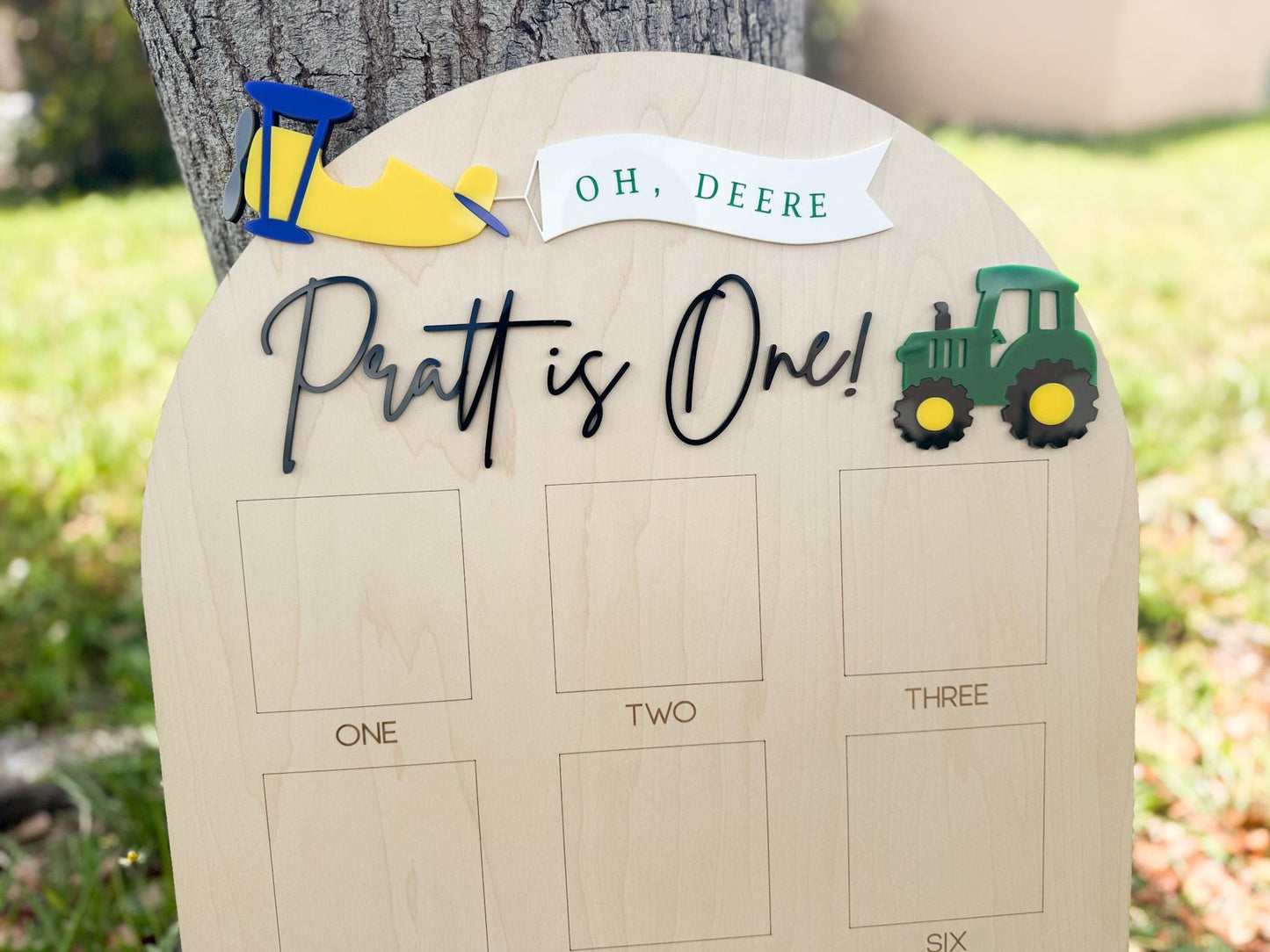Tractor theme birthday Photo Board, Oh Deere His birthday is here, Green Tractor First Birthday, 1st Birthday Tractor Party, Get in Gear