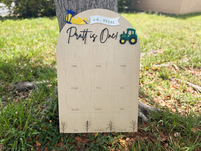 Tractor theme birthday Photo Board, Oh Deere His birthday is here, Green Tractor First Birthday, 1st Birthday Tractor Party, Get in Gear