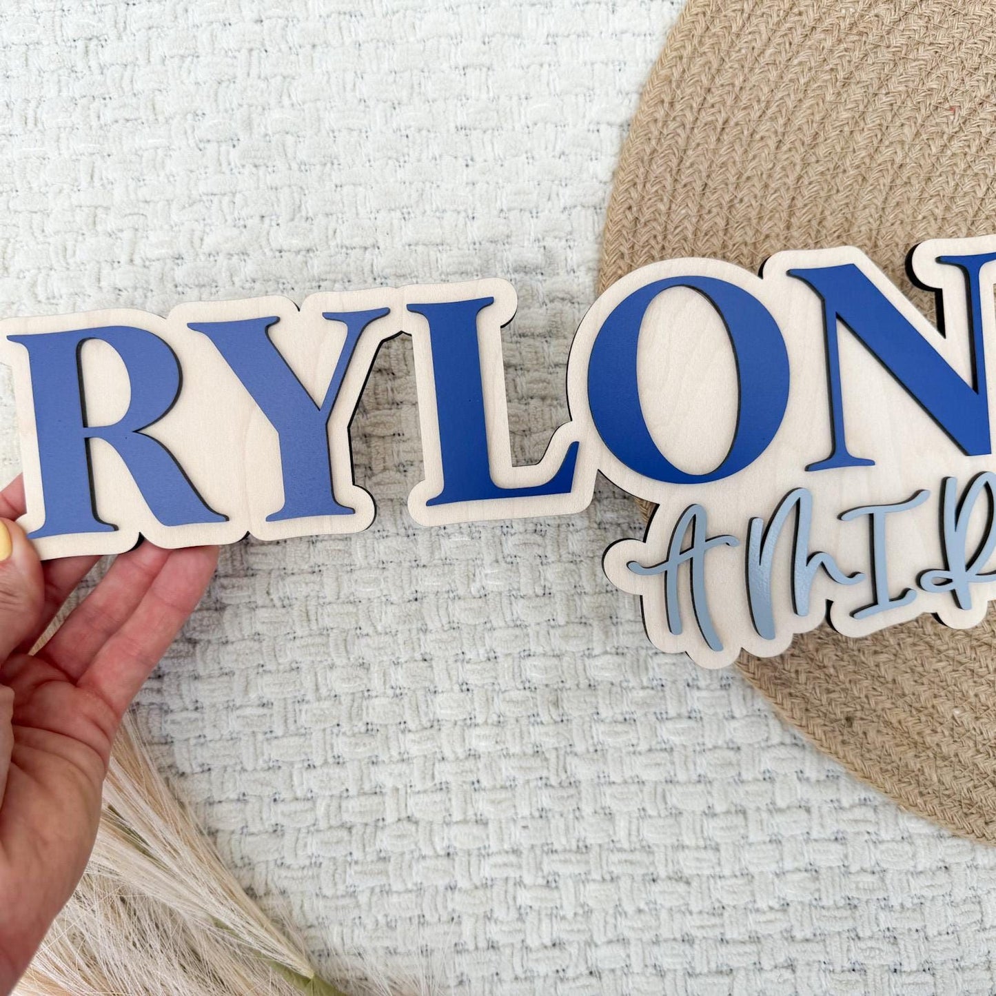Nursery Name Sign, Large Wood Baby Name Sign, Above Crib Name Sign, Girl Name Sign, Layered Baby Name Sign, Boy Name Sign